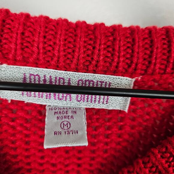 Vintage 80s Amanda Smith Winter Ugly Sweater Sz M Red Blue Pullover - Picture 3 of 8